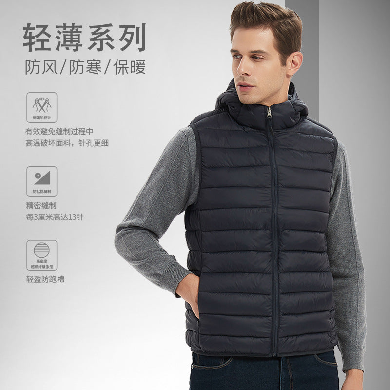 Men’s Cotton Outwear Vest – Hooded Warm Sleeveless Jacket