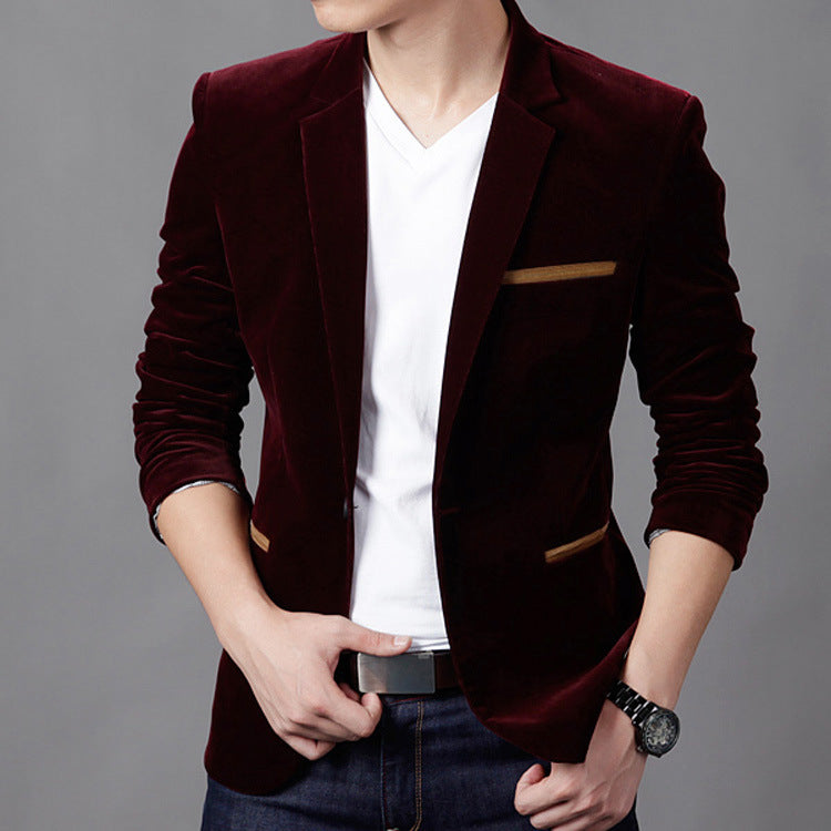 Corduroy Men’s Business Casual Suit Jacket – Spring Autumn
