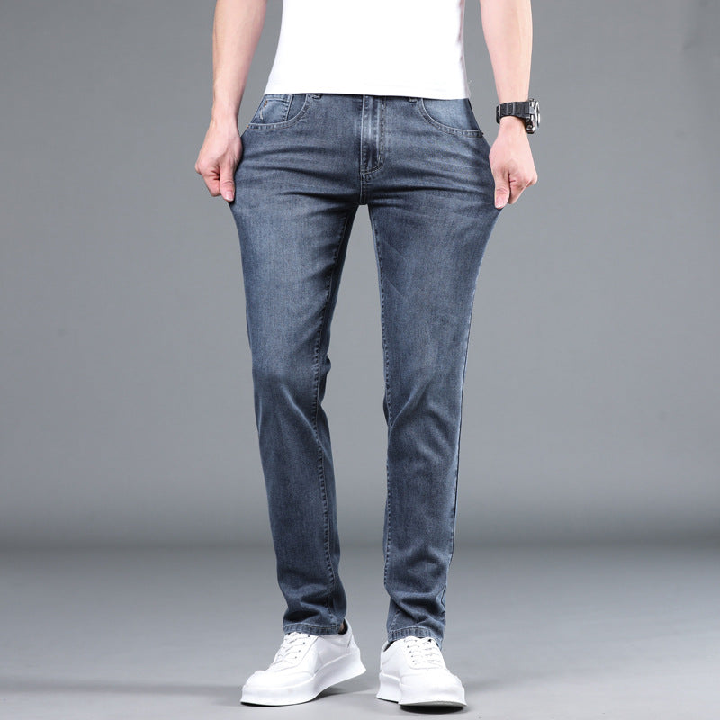Autumn Winter Thick Slim Jeans Men