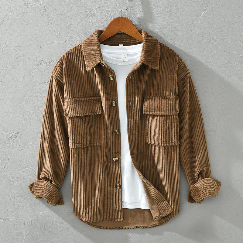 European Corduroy Casual Mens Shirt 2025