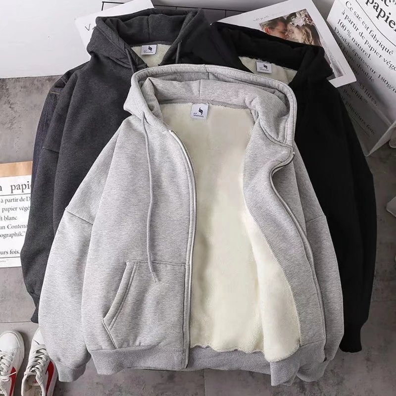 Winter Fleece-Lined Couple Sweatshirt