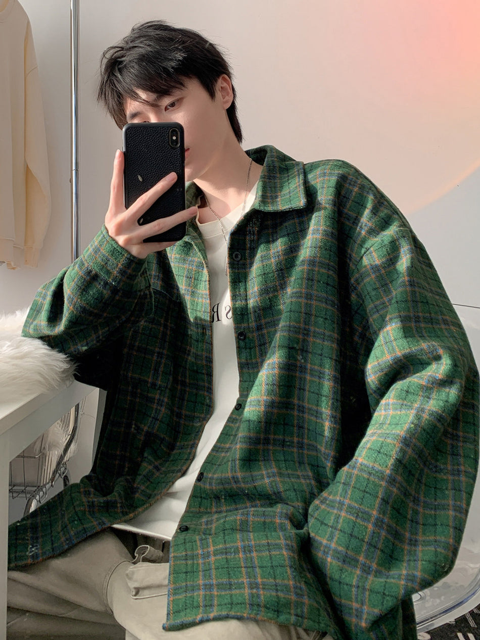 Men’s Woolen Overshirt British Style Autumn Jacket