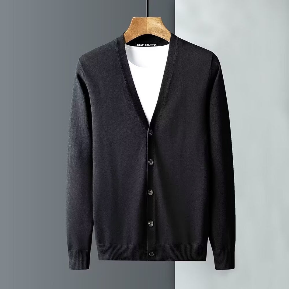 Men’s Thin Cardigan Sweater – Business Casual Knit Coat