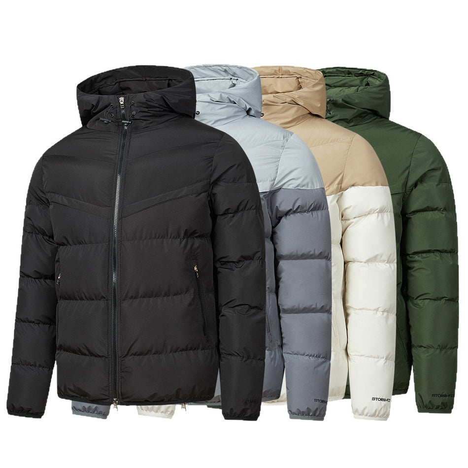 Men’s Large Size Hooded Puffer Jacket – Thick & Warm