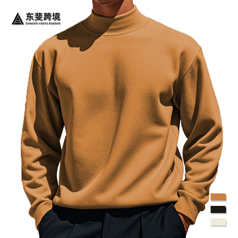 Men’s Thick Velvet Cashmere Sweater – Mid Collar Knit