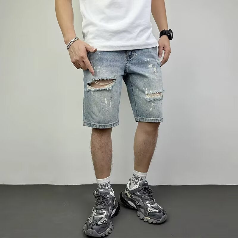 Vintage Washed Ripped Hip-Hop Denim Shorts
