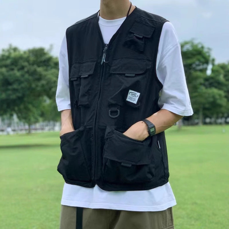 Japanese Tactical Vest – Men’s Multi-Pocket Ins Style Sleeveless Jacket