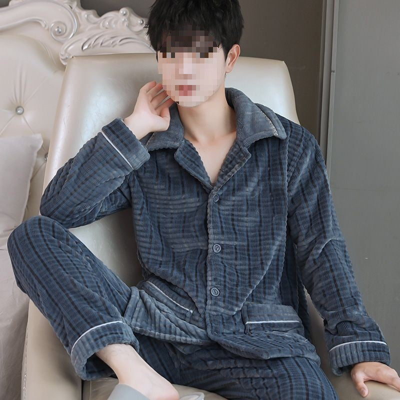 Men’s Coral Fleece Loungewear – Thick Warm Winter Set