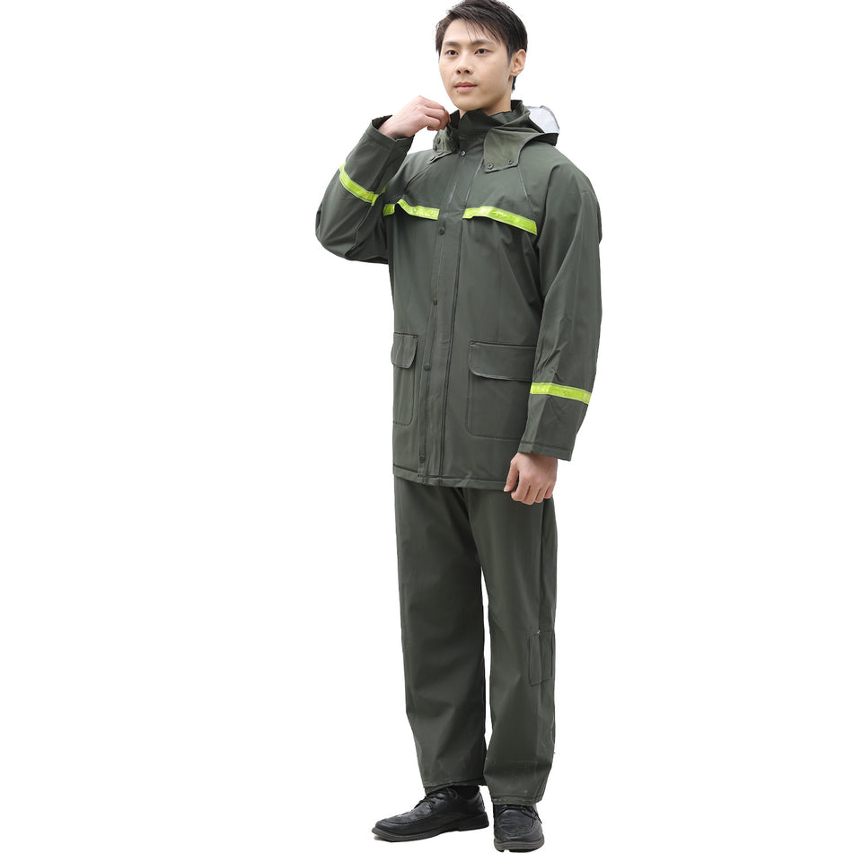 Men’s Knitted Cloth Raincoat Set – Thickened Waterproof Full-Body Gear