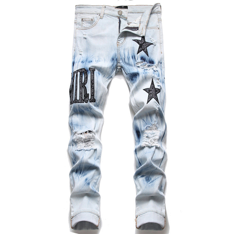 Punk Retro Ripped Skinny Jeans Men