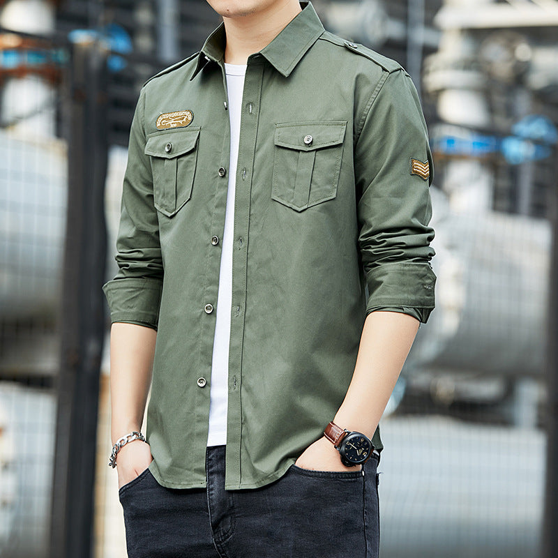 American Retro Cotton Shirt Jacket for Men