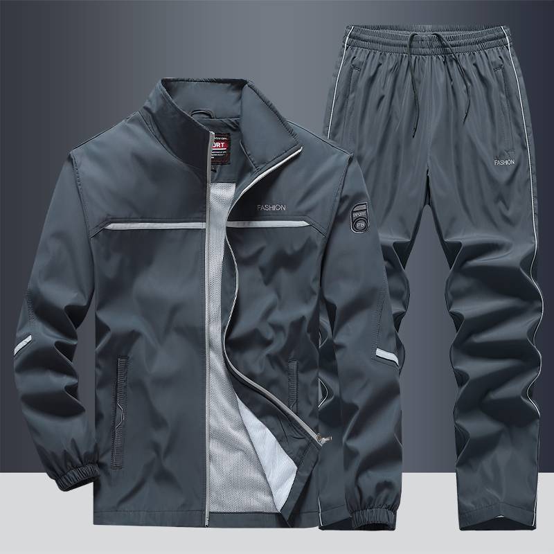 Men’s Spring-Autumn Loose Sports Suit Large-Size Lapel Set
