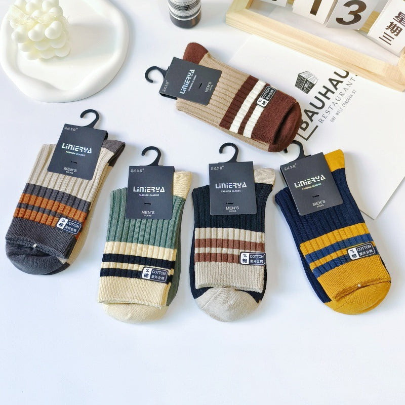 Trendy Winter Mens Cotton Socks – Thick & Colorful