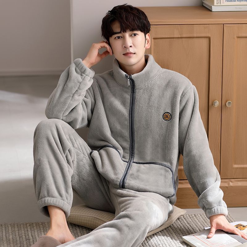 Men’s Coral Fleece Pajamas Thickened Winter Flannel