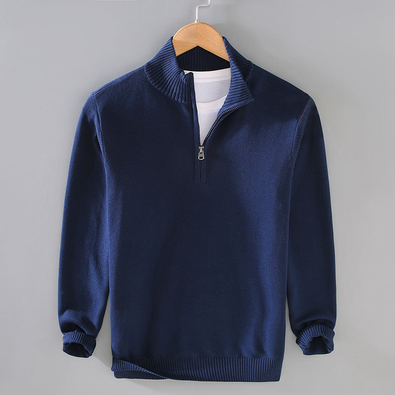 Men’s Plus Size Zipper Sweater – Casual Half Turtleneck