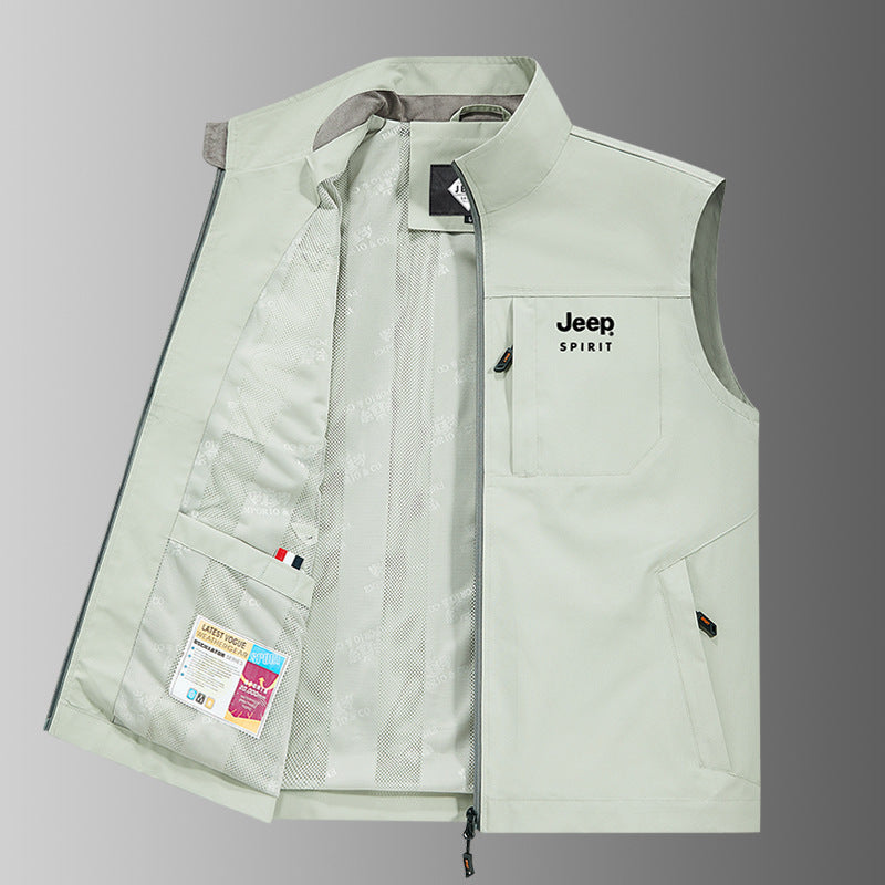 Men’s Vertical Collar Vest – Spring & Autumn Loose Leisure Outerwear