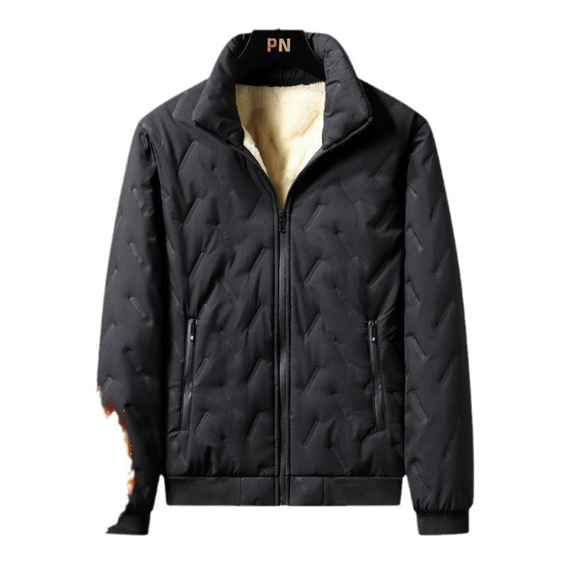 Men’s Lambskin Cotton Jacket – Plush Windproof Winter Coat