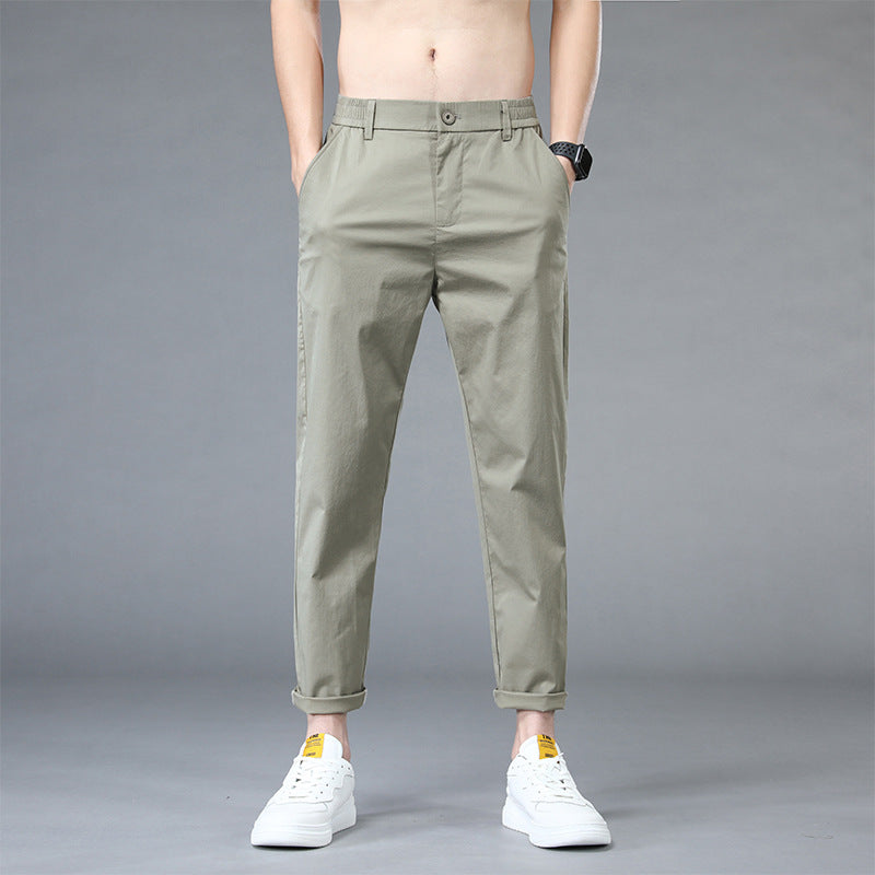 Ice Silk Cropped Pants Men Summer Light