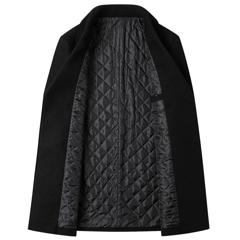Men’s Double-Breasted Wool Coat – European-Style Mid-Length