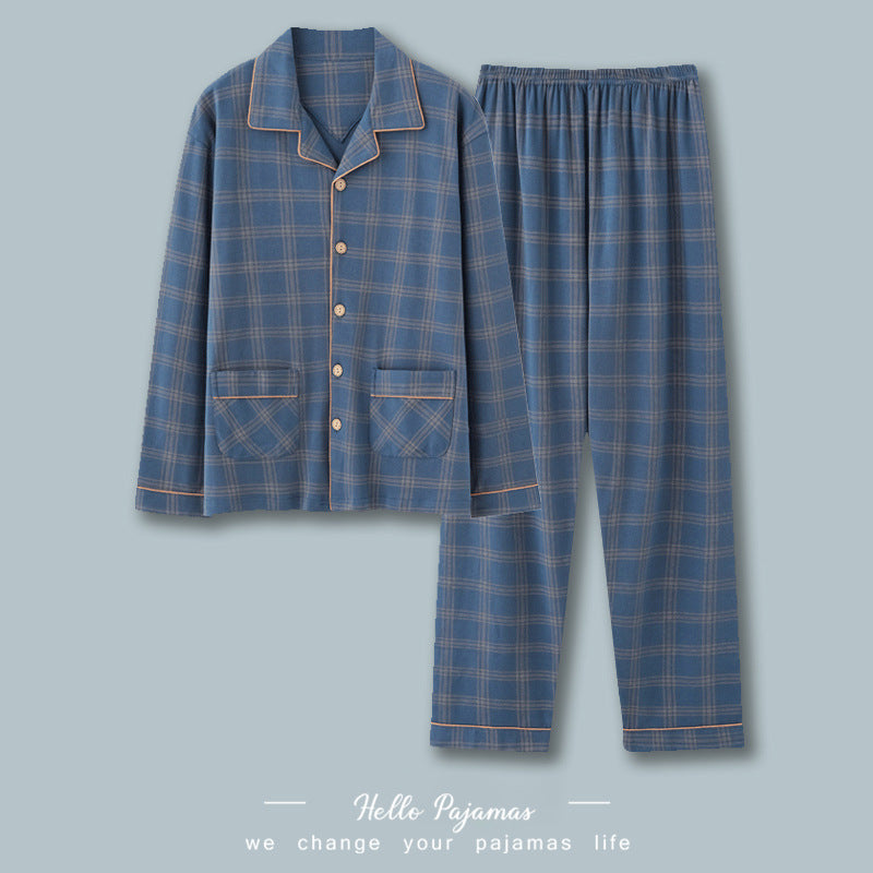Men’s Cotton Pajamas Set Thin Long Sleeve Plus Size