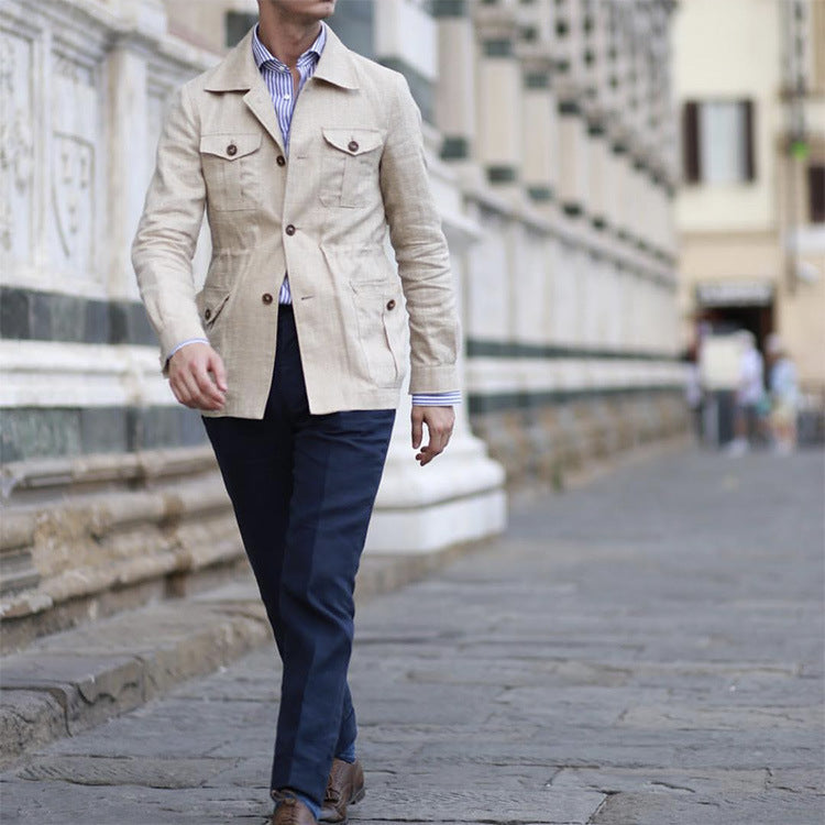 Handmade British Safari Linen Jacket – Vintage Gentry Coat