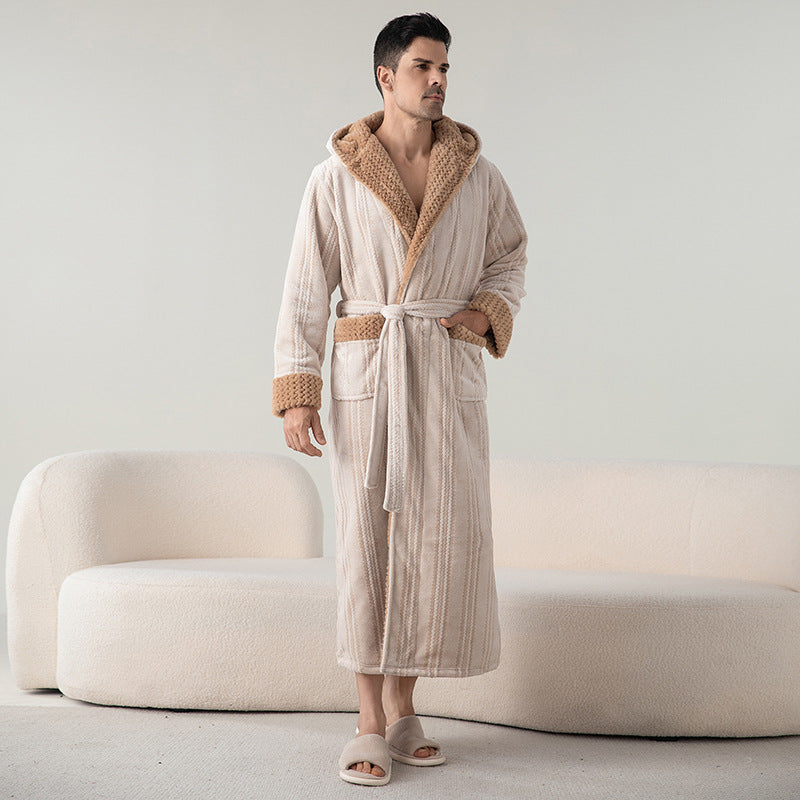 Men's Jacquard Velvet Nightgown | Thickened Winter Bathrobe