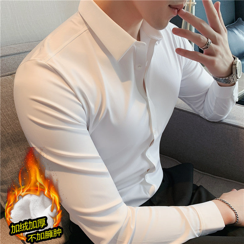 Korean Style Slim Fit Warm Mens Shirt 2025