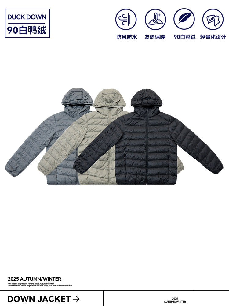 Unisex White Duck Down Lightweight Hooded Outdoor Jacket