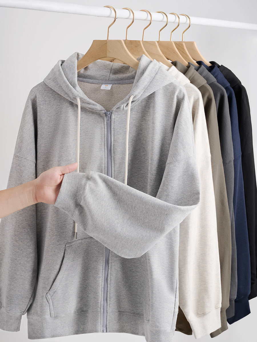 600g American Heavyweight Silver Fox Velvet Zipper Cardigan