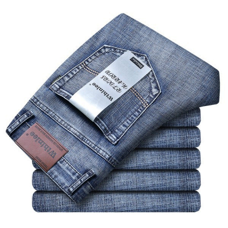 Men’s Straight Elastic Denim Jeans – Casual Workwear Trend