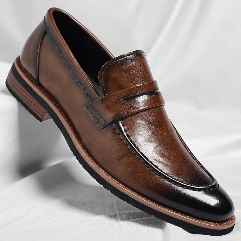 Men’s British Style Slip-On Leather Shoes Business Casual
