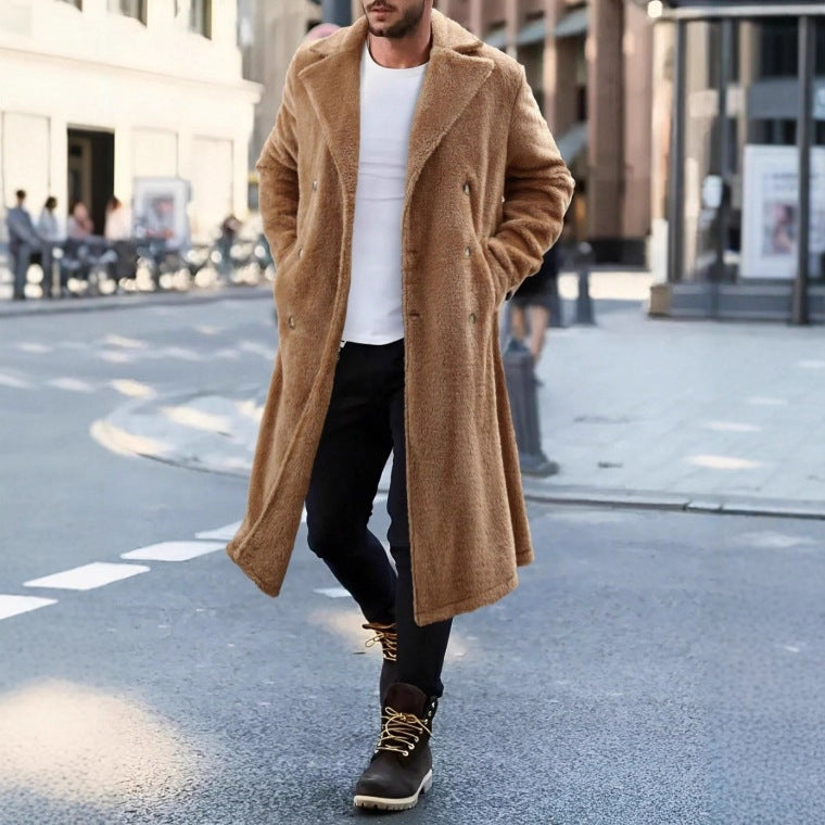 European & American Woolen Outwear – Autumn/Winter Plush Coat