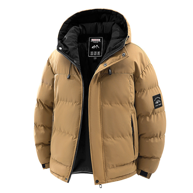 Men’s Winter Windproof Thickened Cotton Jacket – Stand Collar Puffer