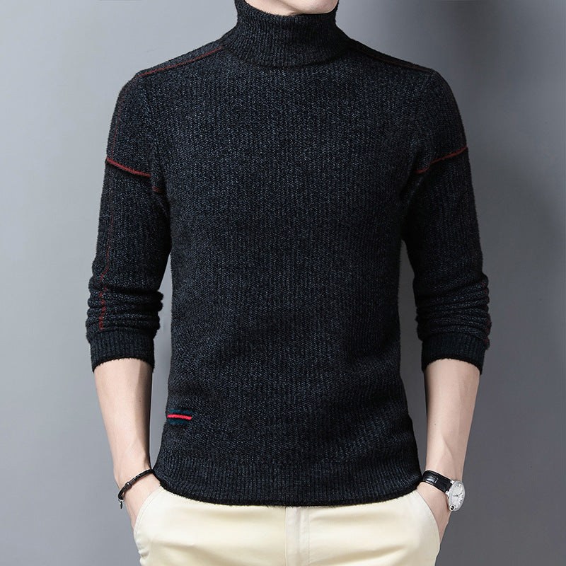 Men’s Chenille Cashmere Turtleneck – Thick Winter Pullover