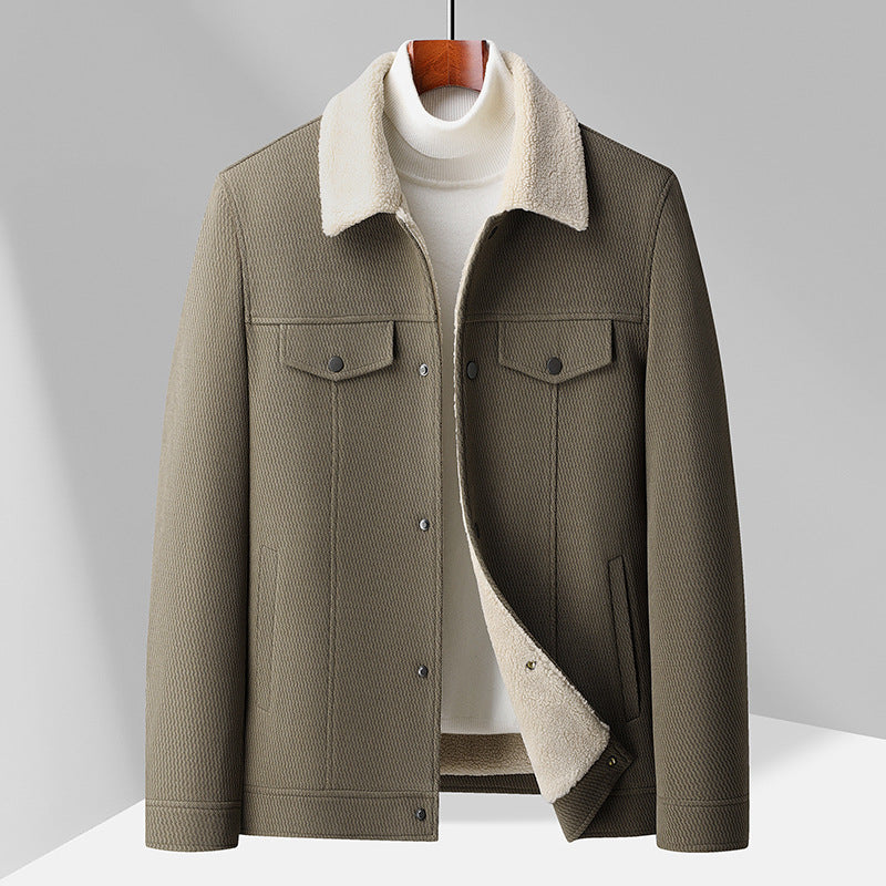 Men’s Fleece-Lined Lamb Wool Short Jacket – Winter Fashion Trend