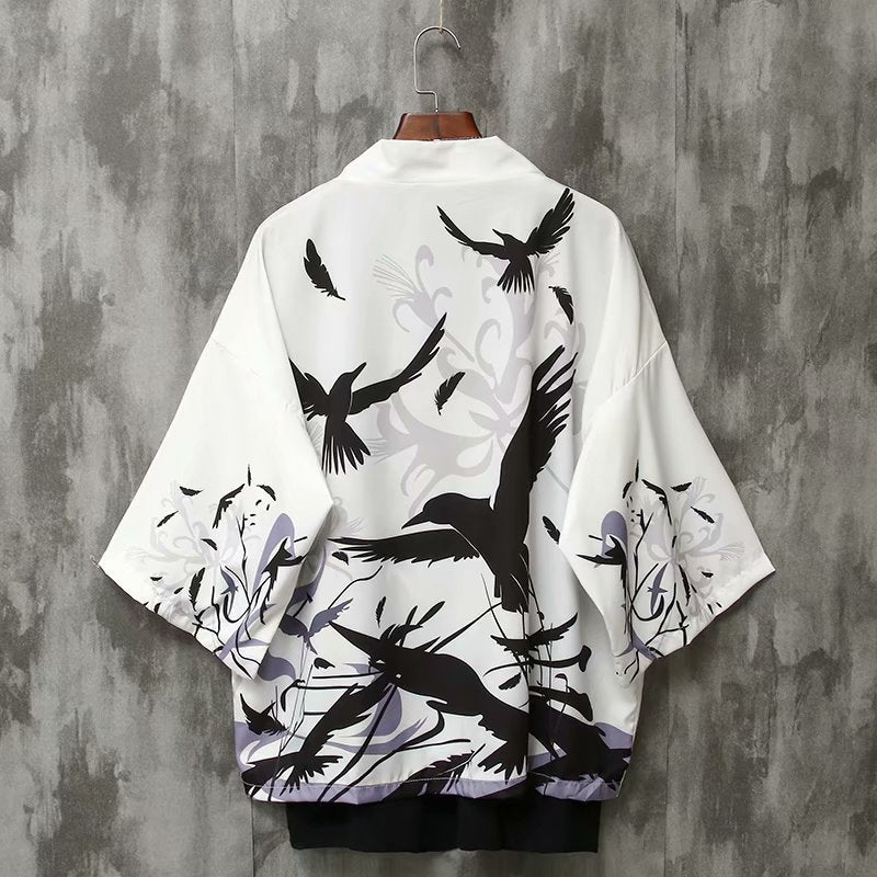 Men’s Summer Hanfu Kimono Cardigan Loose Sunscreen