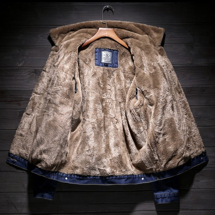 Men’s Thickened Fleece-Lined Denim Jacket | Autumn Winter Casual Coat