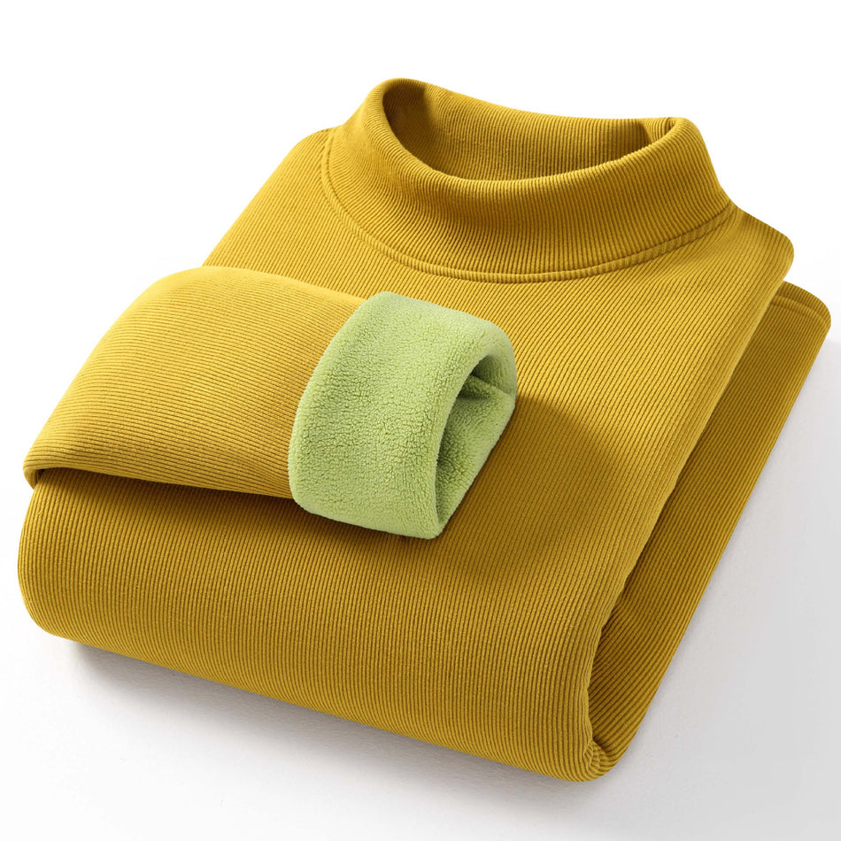 Women’s Thick Camel Velvet Half Turtleneck Thermal Top