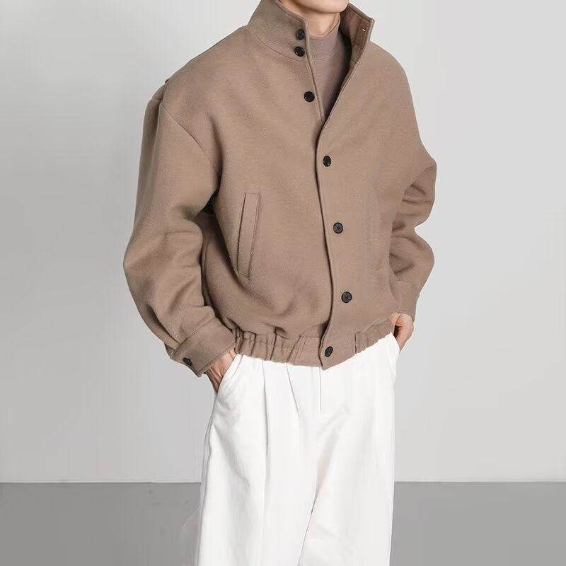 Men’s Woolen Overshirt Korean British Style Jacket