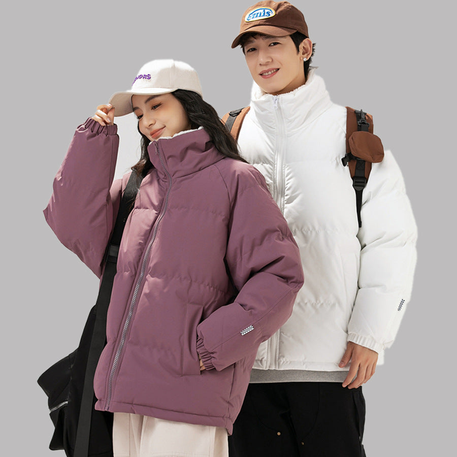 Men’s Stand Collar Puffer Jacket – Lamb Velvet Inner