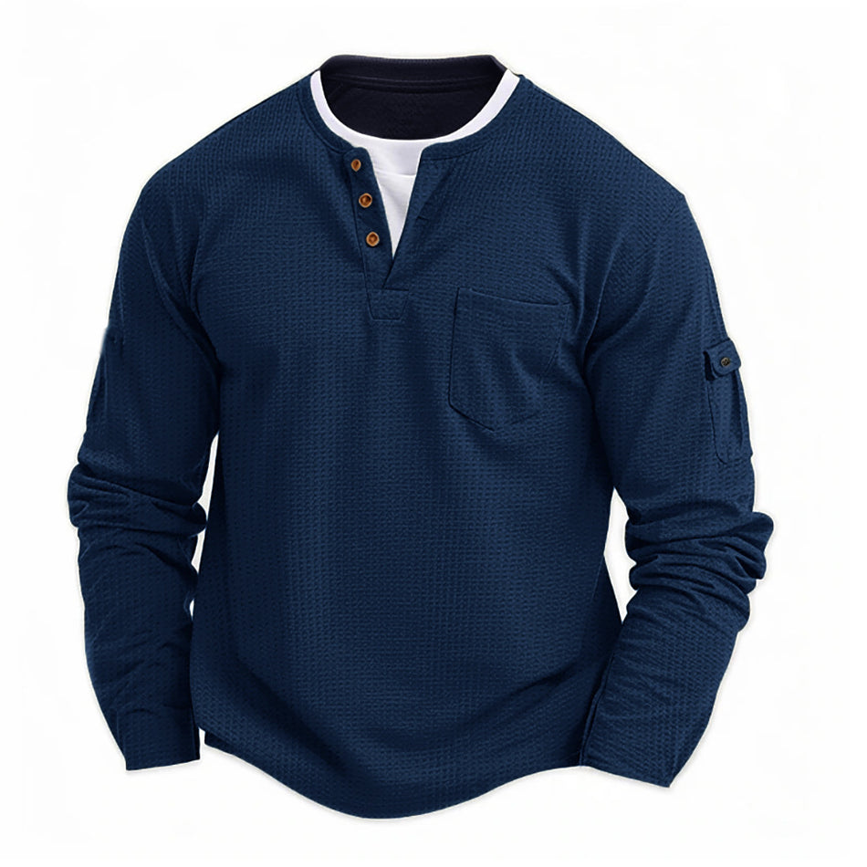 Men’s Fake Two-Piece V-Neck T-Shirt – Heavy Autumn Base