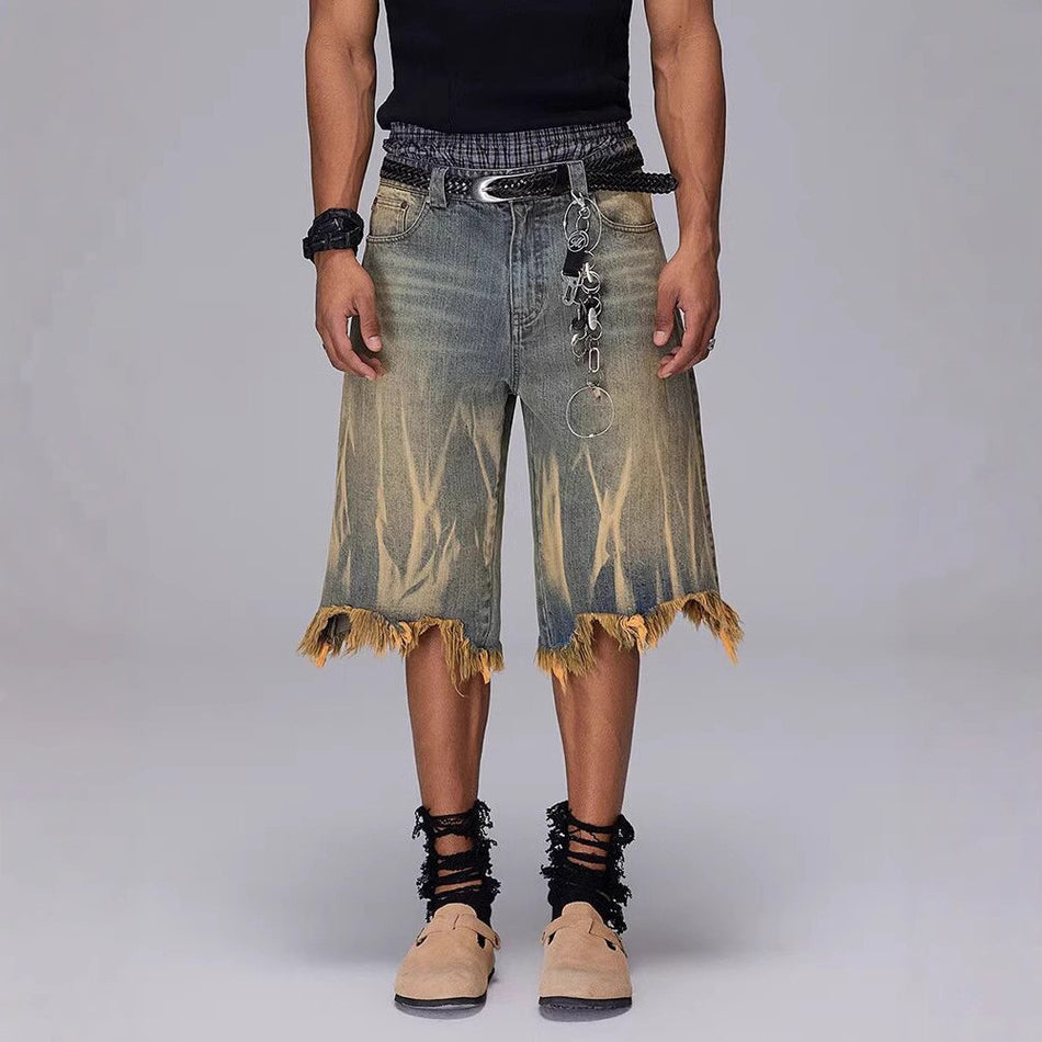 Brushed Color Dyed Retro Denim Shorts