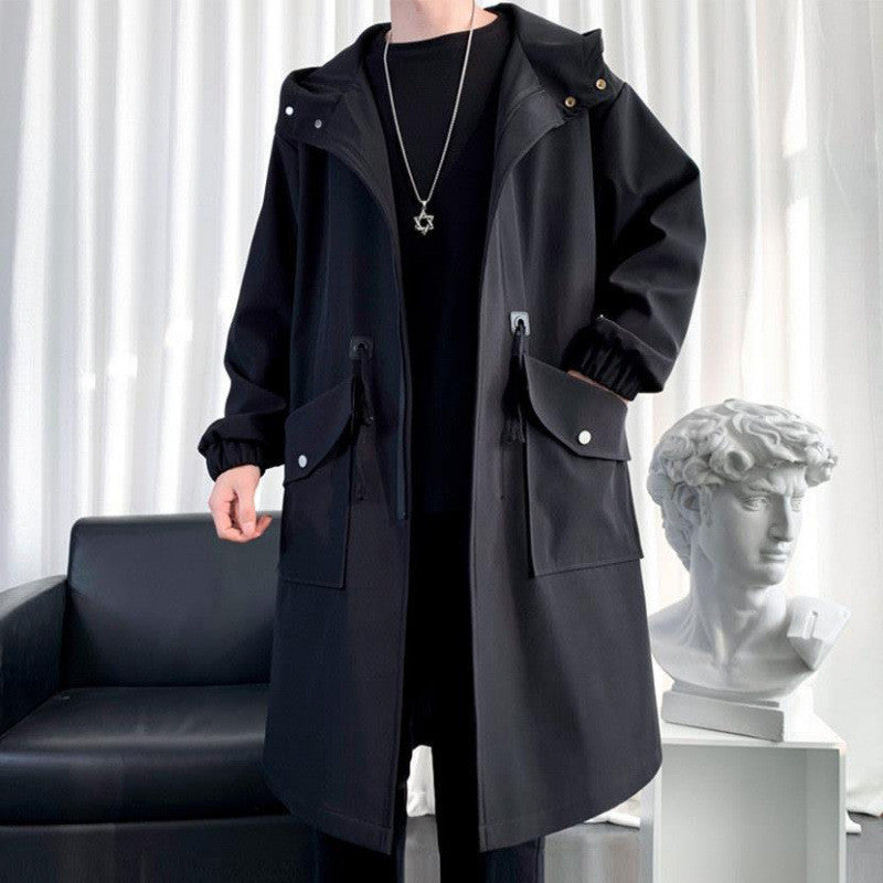 Men’s Japanese Style Long Windbreaker – Spring & Autumn