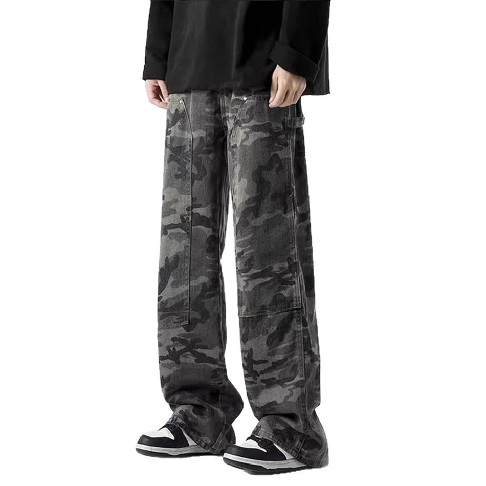 American Camouflage Wide-Leg Men’s Cargo Jeans