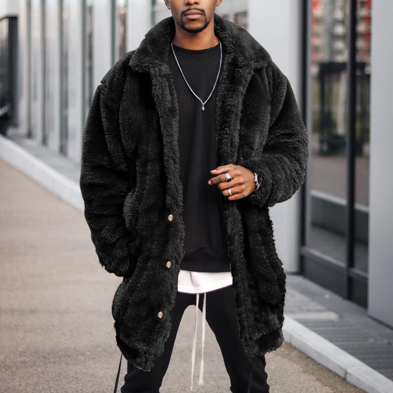 Men’s Plush Warm Halloween Street Jacket Mid-Length