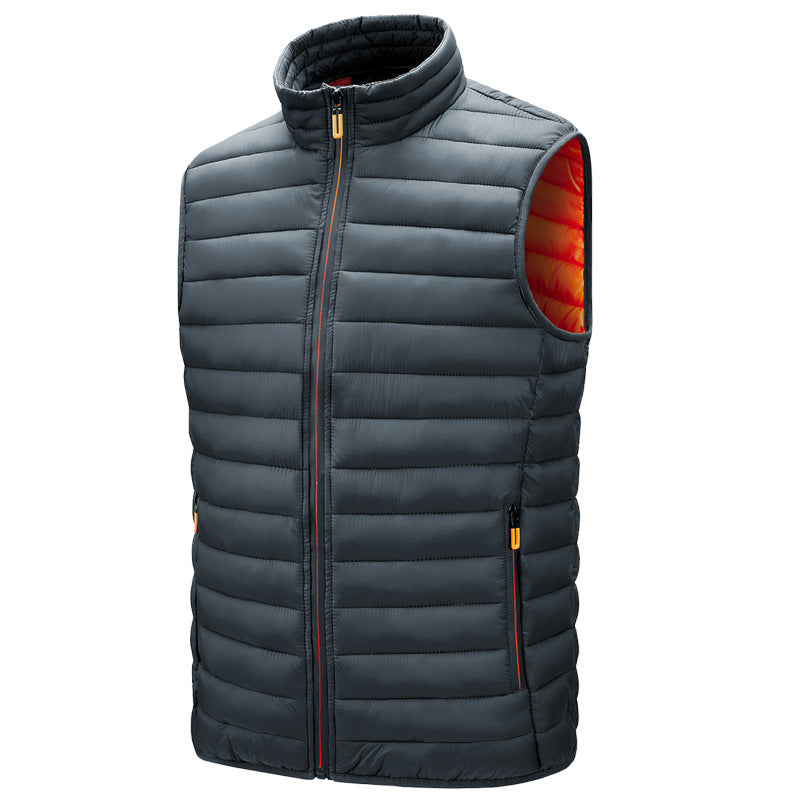 Men’s Cotton Stand Collar Vest – Lightweight Casual Zip Jacket