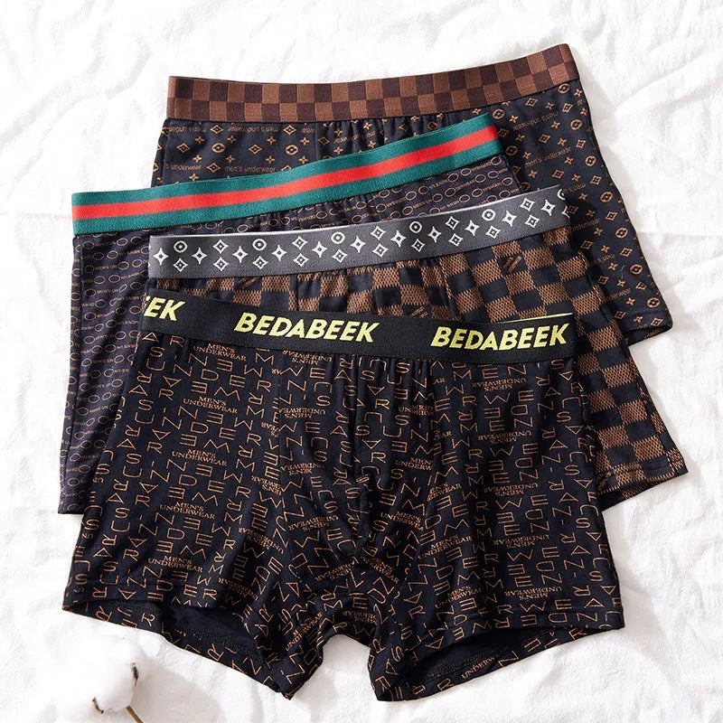 Mens High-Elastic Fashion Boxer Briefs