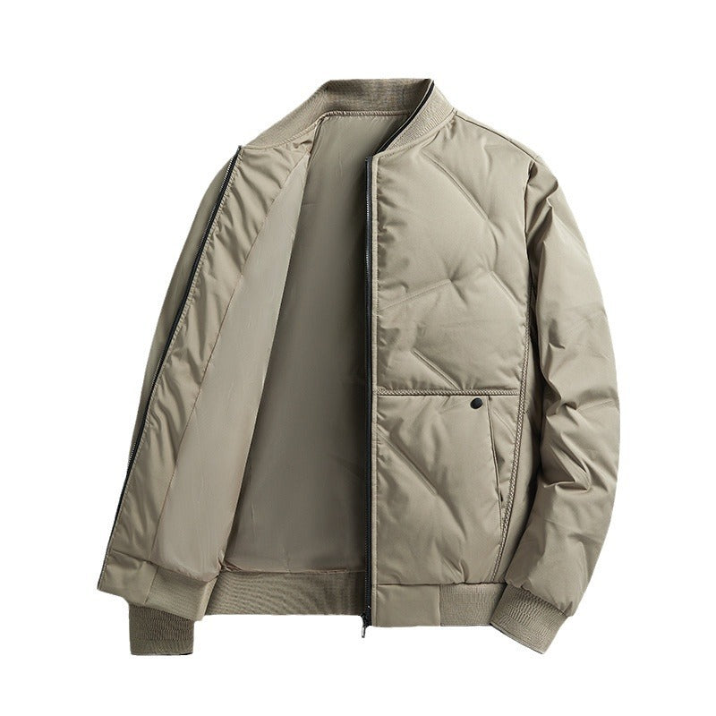 Lightweight Middle-Aged Men’s Down Jacket – Baseball Collar Coat