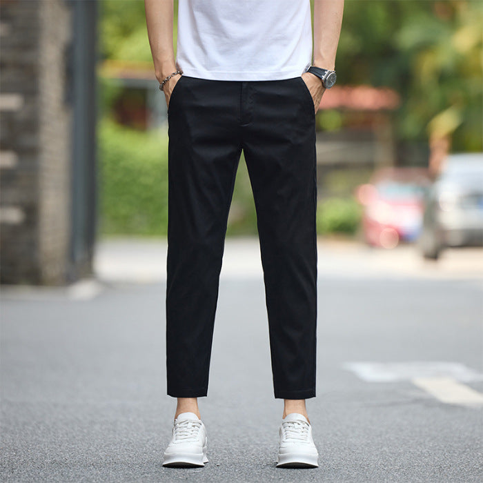 Men’s Lyocell Slim Cropped Pants – 2025 Elastic Tencel Casual