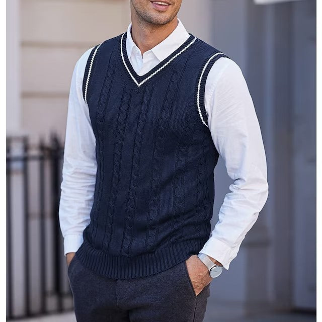 Men's Thick V-Neck Sweater Vest – Autumn Winter Knitwear